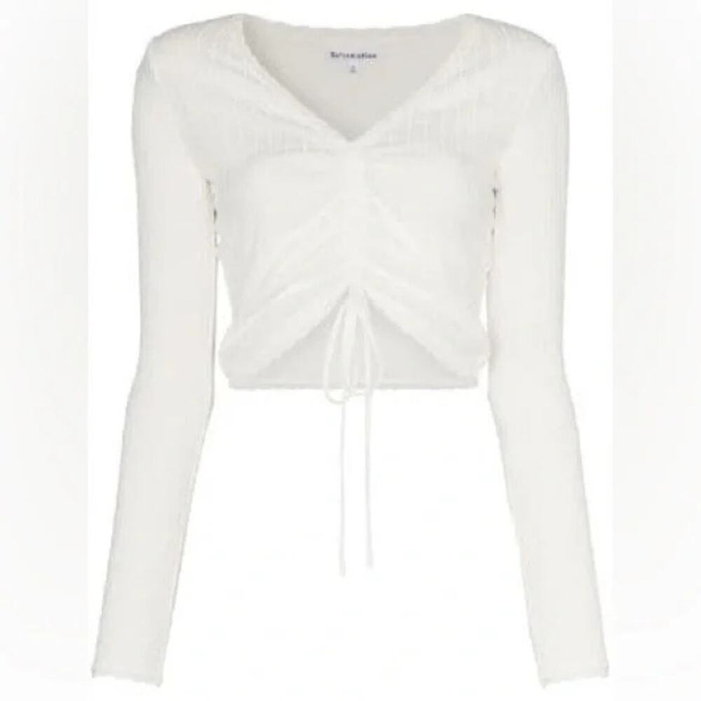 REFORMATION Adie Top Ruched Crop Long Sleeve Size Small Basic Trendy